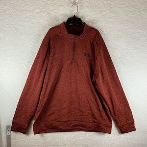 Under Armour Sweatshirt‎ Men's 2XL Brick Red 1/4 Zip Lined Loose Fit 6736